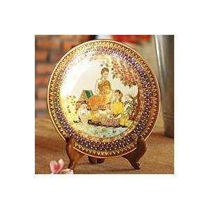   Benjarong porcelain decorative plate, Thai Life