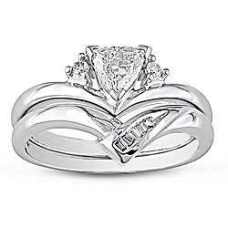 14k White Gold 3/8ct TDW Diamond Wedding Ring Set (Set of 2 