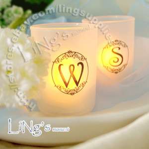 36 Tea Light LED Monogram Candle Holder Wedding Favor  