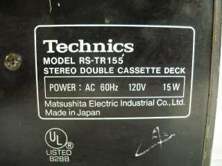 Vintage Technics Dual Cassette Deck Player Model # RS TR155  