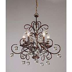 Wrought Iron and Crystal 5 light Chandelier  