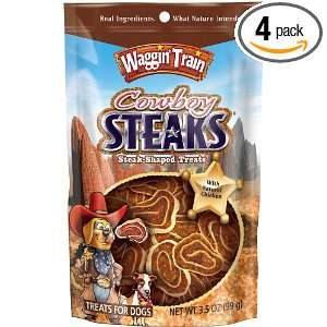 Waggin Train Cowboy Steaks Dog Treats, 3.5 Ounce Package (Pack of 4)