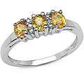 Sterling Silver Yellow Sapphire Diamond Ring 