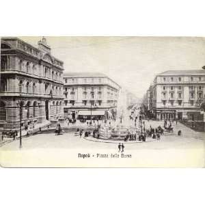   1910 Vintage Postcard Piazza della Borsa Naples Italy 
