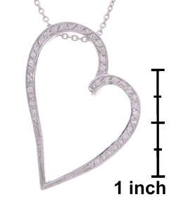 Sterling Silver CZ Large Heart Pendant  