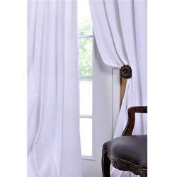 White Textured Cotton Linen 96 inch Curtain Panel  