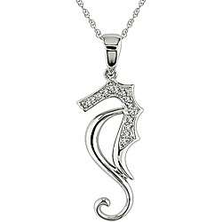 10k White Gold Diamond Sea Horse Necklace  