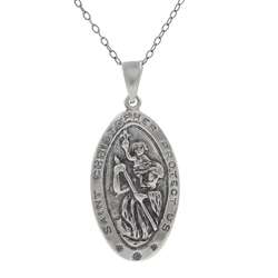 Sterling Silver St. Christopher Protect Us Necklace  