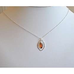 AEB Designs Silver Leaf Hessonite Garnet Necklace  