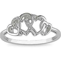 10k White Gold Diamond Entwined Heart Ring  