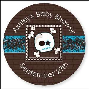   Skull   24 Round Personalized Baby Shower Sticker Labels Office