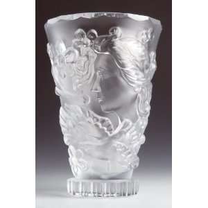  Crystal Frosted Vase Peace Czech Bohemian