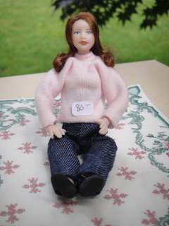 Dollhouse Miniatures ~ Porcelain Lady Doll w/ Sweater  