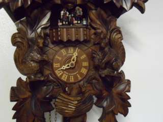 Large 8 Day Musical Hand Carved German Cuckoo Clock  