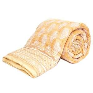 Fair Trade Cotton Quilt Bedding, Golden Paisley   Queen   Fair Trade 