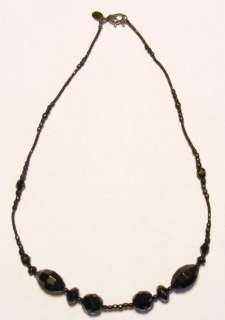 Liz Claiborne Faceted Black Glass Beaded Necklace  