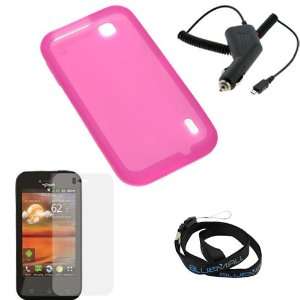  GTMax Hot Pink Soft Silicone Skin Cover Case + Car Charger 