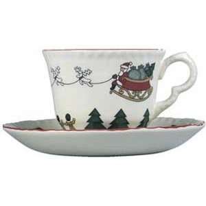Masons Christmas Village Tall Tea Cups & Saucers (Set of 6)  