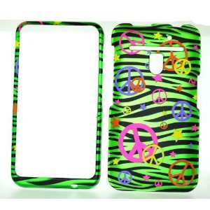  Colorful Peace Sign on Green Zebra Strips Rubberized Snap 