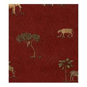 Jungle Animals Burgundy Wallpaper in Mulberry Prints