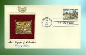 22K Gold #2623 First Voyage of Columbus FDC  
