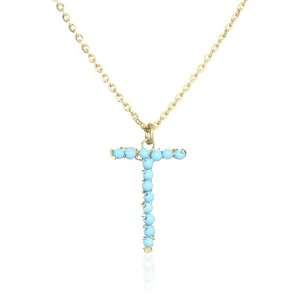  Mercedes Salazar Stones Turquoise Initial T Necklace 