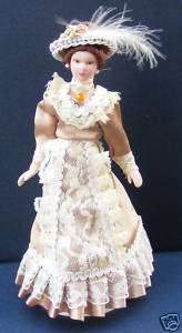   Victorian Lady In A Brown Dress Dolls House Miniature People F  