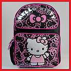   Hello Kitty Black Glitter 14 Backpack   Bag School Girls Kids   MED