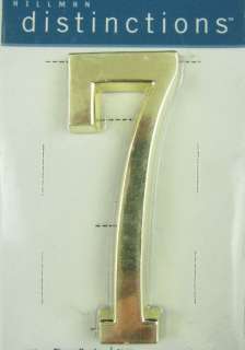 Hillman Polished Brass Adhesive 4 Metal House Numbers  