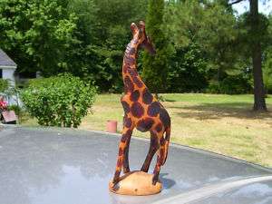 VERY PRETTY  UNIQUE HAND CARVED WOOD GIRAFFE NEAT  