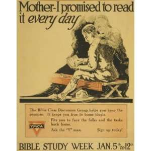 World War I Poster   Mother I promised to read it every day YMCA Bible 