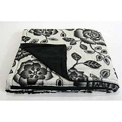 Rosette Microplush Black/ Cream Throw Blanket  
