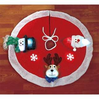 NEW Lighted Tree Skirt With Cute Christmas 3 D Faces  