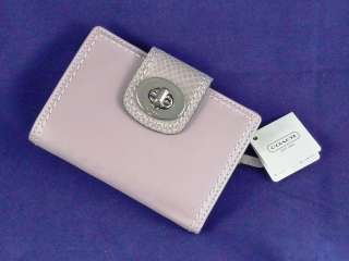 NWT COACH Turnlock Leather Medium Wallet Pink Free Ship Handbag 