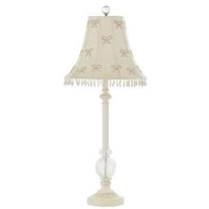  ivory glass ball lamp   pearl bow shade