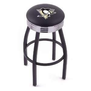 Pittsburgh Penguins 25 Single ring swivel bar stool with Black, solid 