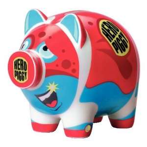 Mini Piggy Bank, Red Blue Piggy, Porcelain Mini Piggy Bank for Kids 