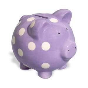  Mini Piggy Bank   Purple with White Dots Toys & Games