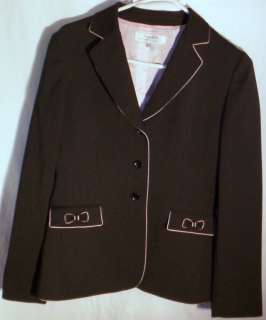 Tahari Black Pink Pinstripe Blazer Jacket sz 8  