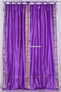 Indo Lavender Tie Top Sari Sheer Curtain Drape Panel 84  