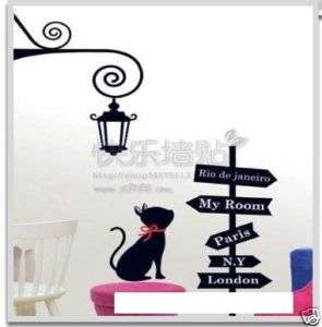 Wall Decor Decal Sticker Removable Vinyl cat and pole B  