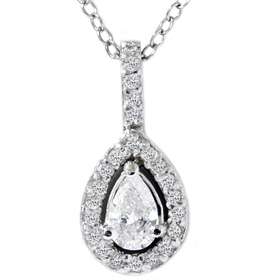   Pear Shape Diamond Pave Halo Vintage Pendant Necklace Necklace  