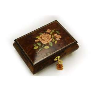 Beautiful Single Rose Sorrento Inlay Musical Jewelry Box   22NOTE 