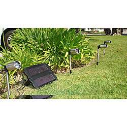 LED Wired Stainless Steel Solar Spotlights (Set of 4)  