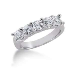 18K Gold Diamond Anniversary Wedding Ring 5 Round Brilliant Diamonds 1 