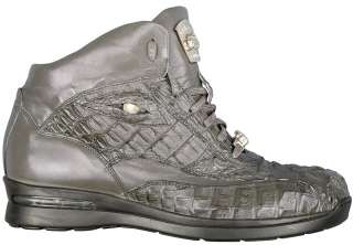   Italy Genuine Caiman Hornback Mens Sneakers Grey 3276 Size 8 14  