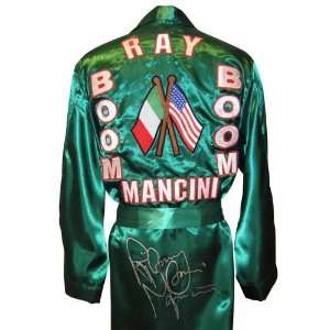 Ray Boom Boom Mancini Signed Green Boxing Robe   Autographed Boxing 