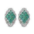 Sterling Silver Emerald and White Topaz Earrings 