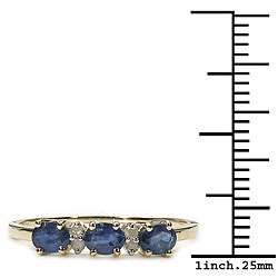 10k Gold Blue Sapphire Diamond Ring  