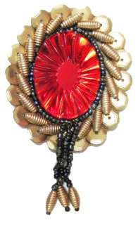 PCS RED STONE COPPER GOLD BEADED SEQUIN APPLIQUES PAT  